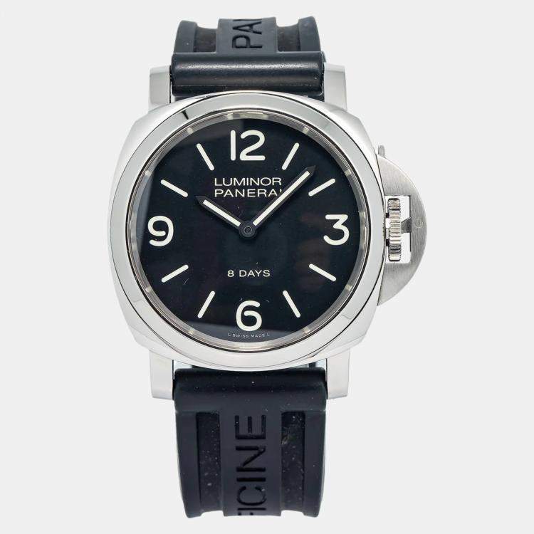 Pre Owned Panerai Luminor PAM00560 Manual Winding Black Stainless Steel Men's Wristwatch 44 mm