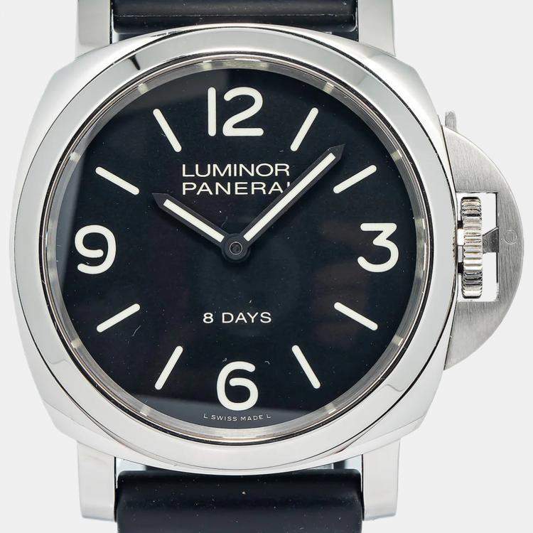 Pre Owned Panerai Luminor PAM00560 Manual Winding Black Stainless Steel Men's Wristwatch 44 mm