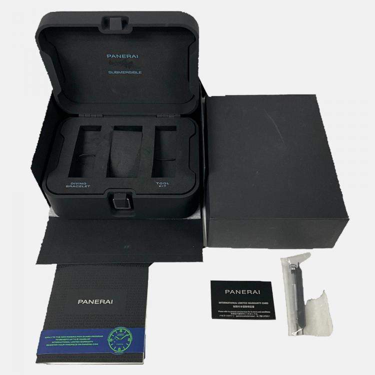 Pre Owned Panerai Luminor Submersible PAM01055 Automatic Green Stainless Steel Men’s Wristwatch 42 mm