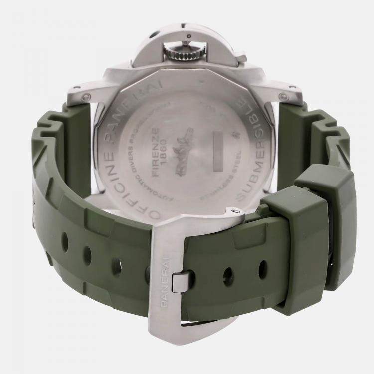 Pre Owned Panerai Luminor Submersible PAM01055 Automatic Green Stainless Steel Men’s Wristwatch 42 mm