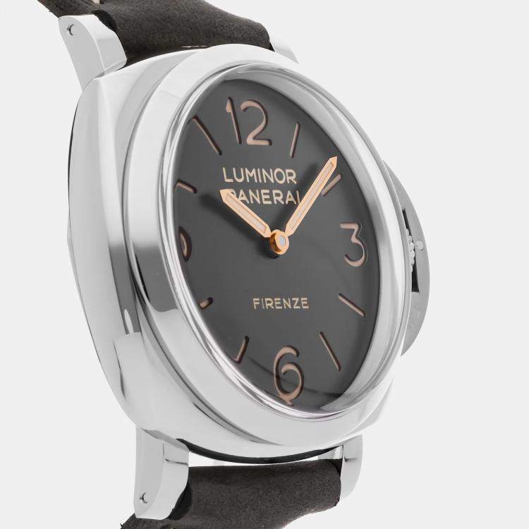 Pre Owned Panerai Luminor 1950 3 Days Firenze Boutique Edition PAM00605 Manual Winding Grey Stainless Steel Men’s Wristwatch 47mm