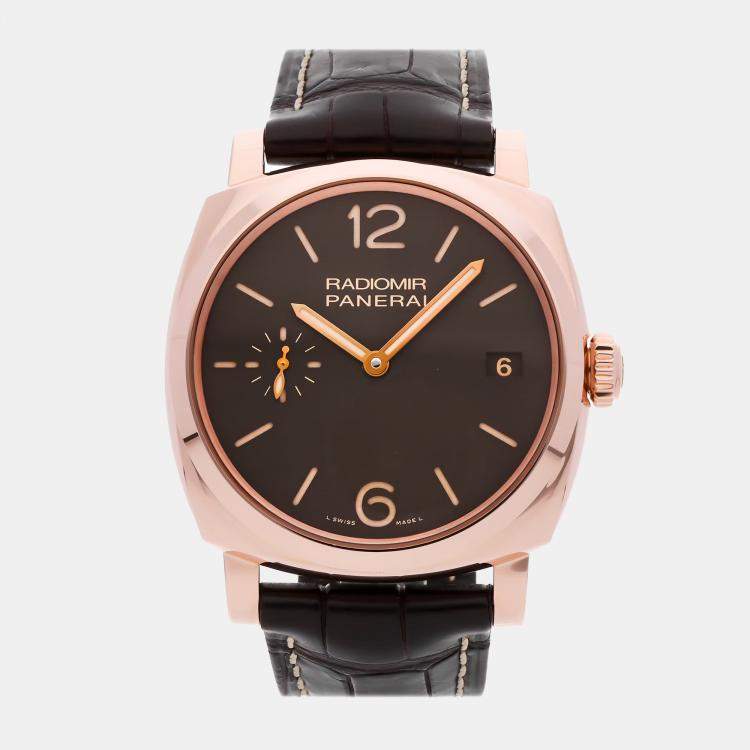 Pre Owned Panerai Radiomir 1940 PAM00515 Manual Winding Black 18k Rose Gold Men’s Wristwatch 47mm