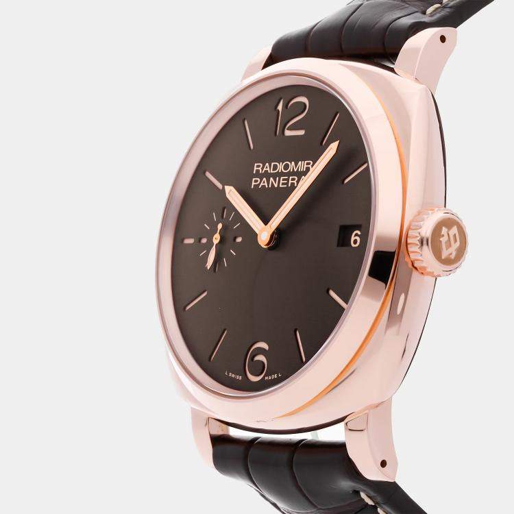 Pre Owned Panerai Radiomir 1940 PAM00515 Manual Winding Black 18k Rose Gold Men’s Wristwatch 47mm