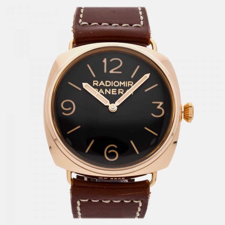Pre Owned Panerai Radiomir 3 Day PAM00379 Manual Winding Black 18k Rose Gold Men’s Wristwatch 47mm