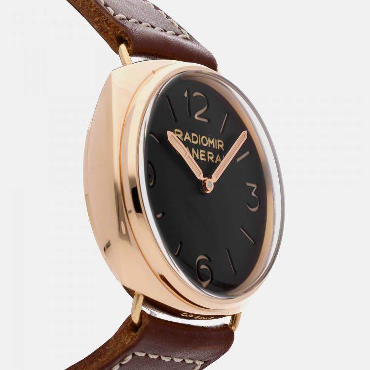 Pre Owned Panerai Radiomir 3 Day PAM00379 Manual Winding Black 18k Rose Gold Men’s Wristwatch 47mm