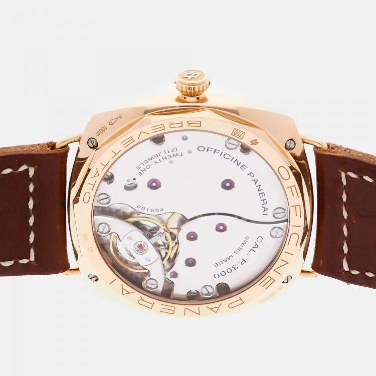Pre Owned Panerai Radiomir 3 Day PAM00379 Manual Winding Black 18k Rose Gold Men’s Wristwatch 47mm