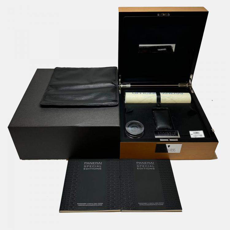 Pre Owned Panerai Radiomir 3 Day PAM00379 Manual Winding Black 18k Rose Gold Men’s Wristwatch 47mm