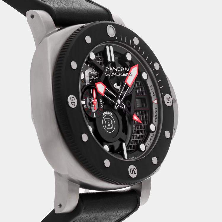 Pre Owned Panerai Submersible S Brabus Limited Edition PAM01403 Automatic Black Titanium Men’s Wristwatch 47mm