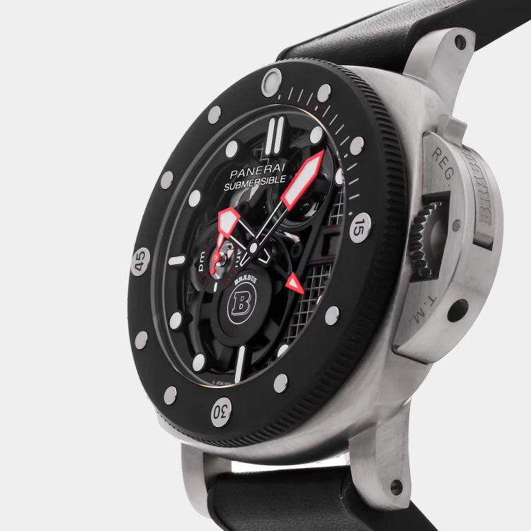 Pre Owned Panerai Submersible S Brabus Limited Edition PAM01403 Automatic Black Titanium Men’s Wristwatch 47mm