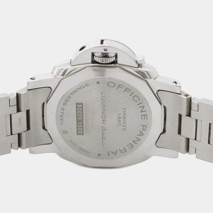 Pre Owned Panerai Luminor PAM01123 Automatic Blue Stainless Steel Men's Wristwatch 38 mm