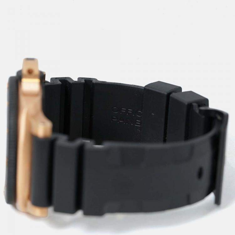 Pre Owned Panerai Submersible PAM02070 Automatic Black 18k Rose Gold Men's Wristwatch 44 mm