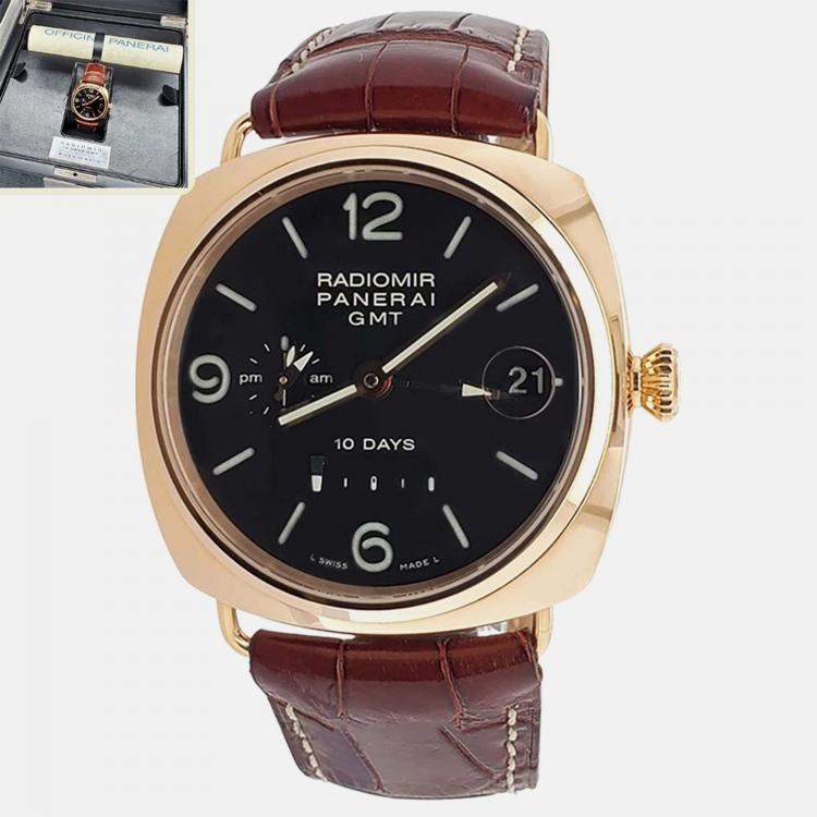 Pre Owned Panerai Radiomir PAM00273 Automatic Black 18K Rose Gold Men’s Wristwatch 45 mm