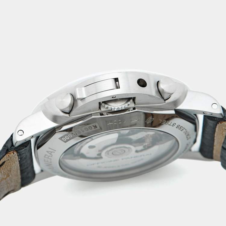 Pre Owned Paneral Luminor Flyback 1950 PAM00212 Stainless Steel Leather Men's Wristwatch 44 mm