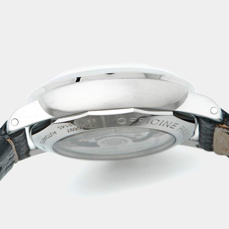 Pre Owned Paneral Luminor Flyback 1950 PAM00212 Stainless Steel Leather Men's Wristwatch 44 mm