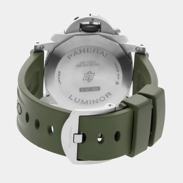Pre Owned Pre-Owned Panerai Luminor Marina Verde Smeraldo eSteel PAM 1356 Automatic Green Stainless Steel Men's Wristwatch 44 mm