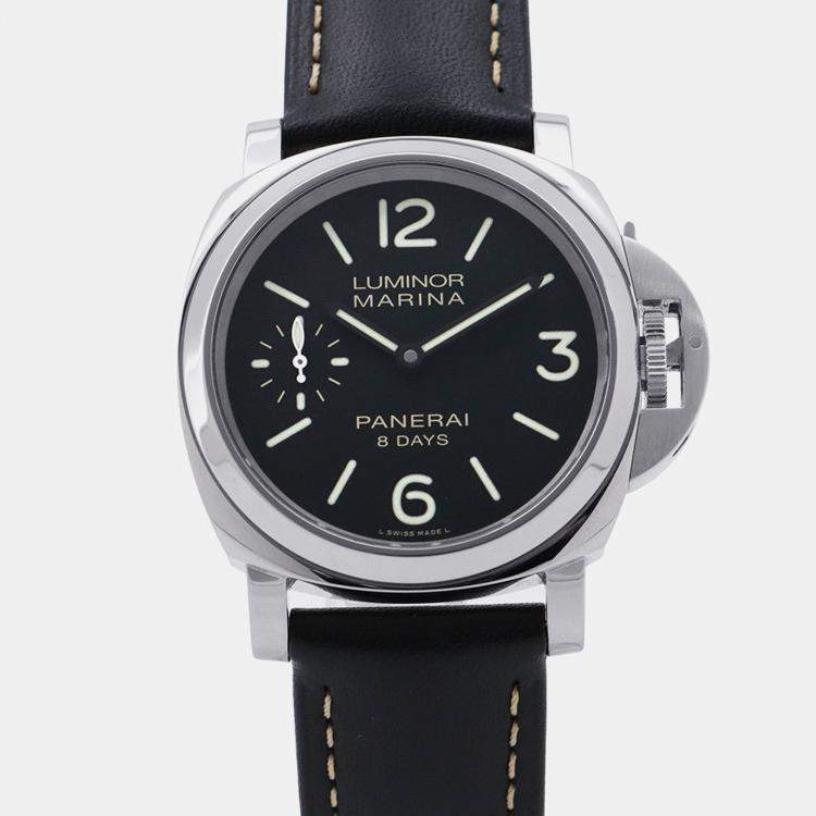 Pre Owned Panerai Luminor Marina PAM00510 Manual Winding Black Stainless Steel Men's Wristwatch 44 mm