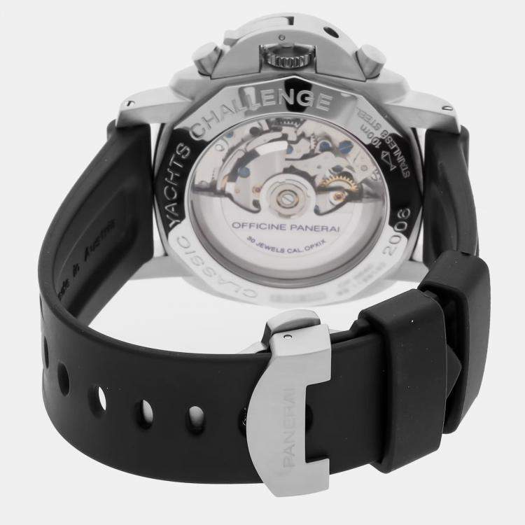 Pre Owned Panerai Luminor 1950 Flyback Regatta PAM 253 Automatic Chronograph Black Dial Stainless Steel Men's Wristwatch 44mm