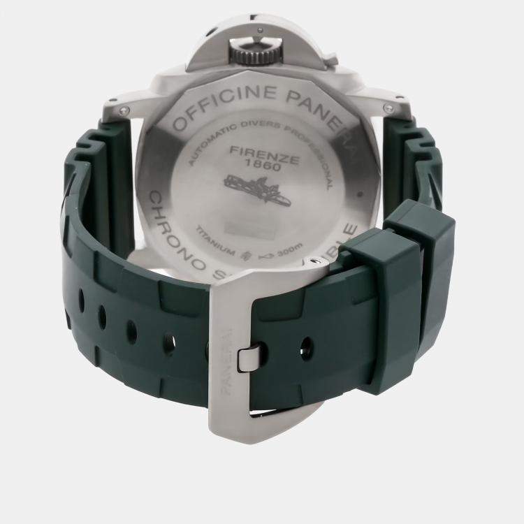 Pre Owned Pre-Owned Panerai Luminor Submersible 1950 Flyback Chronograph PAM 615 Black Automatic Titanium Men's Wristwatch 47 mm