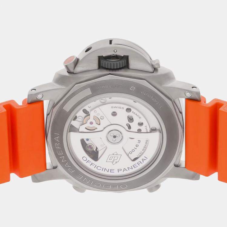 Pre Owned Pre-Owned Panerai Luminor Flyback Regatta PAM 1299 Green Automatic Titanium Men's Wristwatch 47 MM