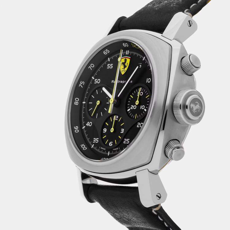Pre Owned Pre-Owned Panerai Ferrari Scuderia Rattrapante FER00010 Black Automatic Stainless Steel  Men's Wristwatch 45 MM