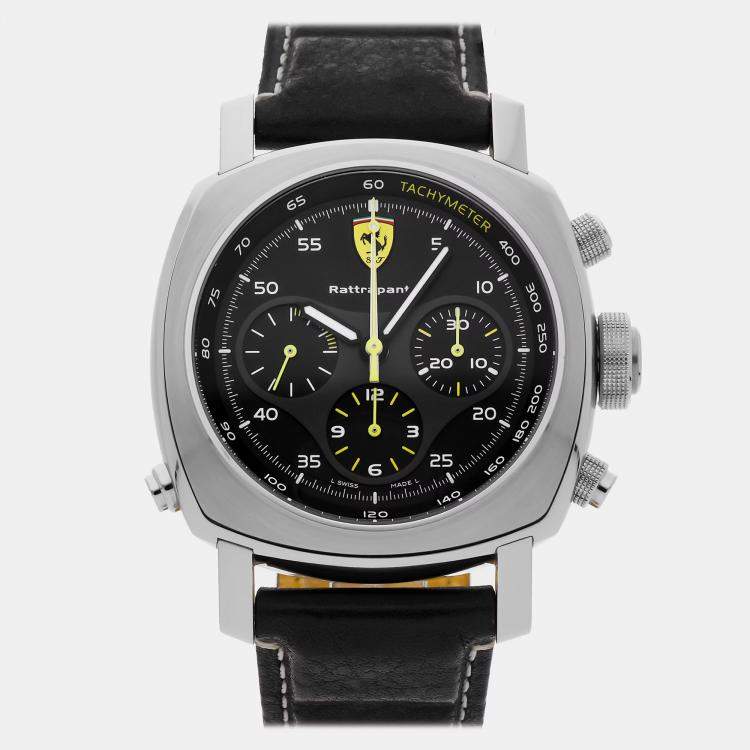 Pre Owned Pre-Owned Panerai Ferrari Scuderia Rattrapante FER00010 Black Automatic Stainless Steel  Men's Wristwatch 45 MM