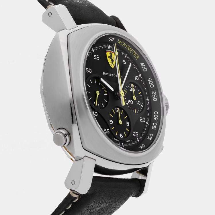 Pre Owned Pre-Owned Panerai Ferrari Scuderia Rattrapante FER00010 Black Automatic Stainless Steel  Men's Wristwatch 45 MM