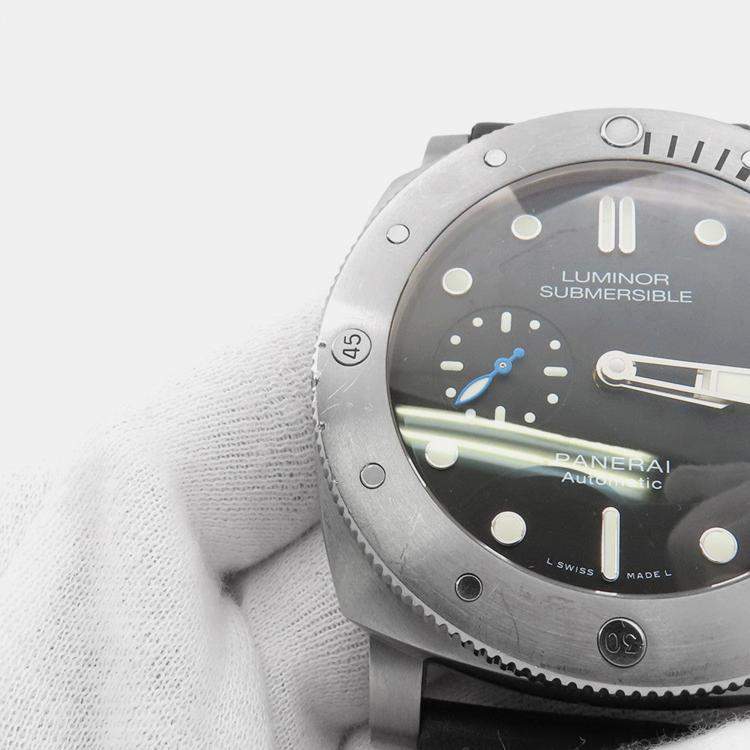 Pre Owned Panerai Luminor PAM01305 Automatic Black Titanium Men's Wristwatch 47 mm