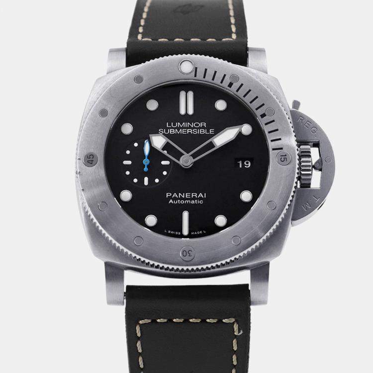 Pre Owned Panerai Luminor PAM01305 Automatic Black Titanium Men's Wristwatch 47 mm