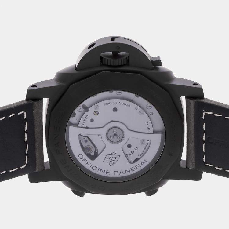 Pre Owned Pre-Owned Panerai Luminor 1950 3 Days Chronograph Flyback PAM 580 Black Automatic Ceramic Men's Wristwatch 44 MM