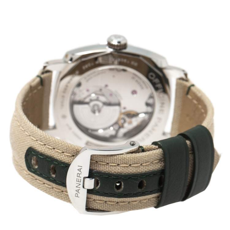 Pre Owned Panerai Green Stainless Steel Canvas Radiomir PAM00995 Men's Wristwatch 45 mm