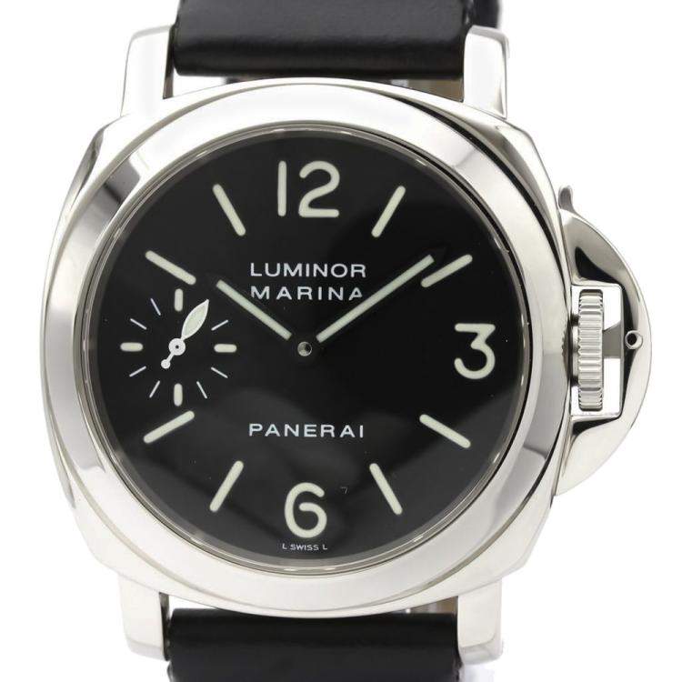 Pre Owned Panerai Black Stainless Steel Luminor Marina PAM00001 Men's Wristwatch 44 MM