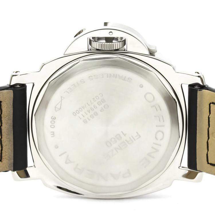Pre Owned Panerai Black Stainless Steel Luminor Marina PAM00001 Men's Wristwatch 44 MM