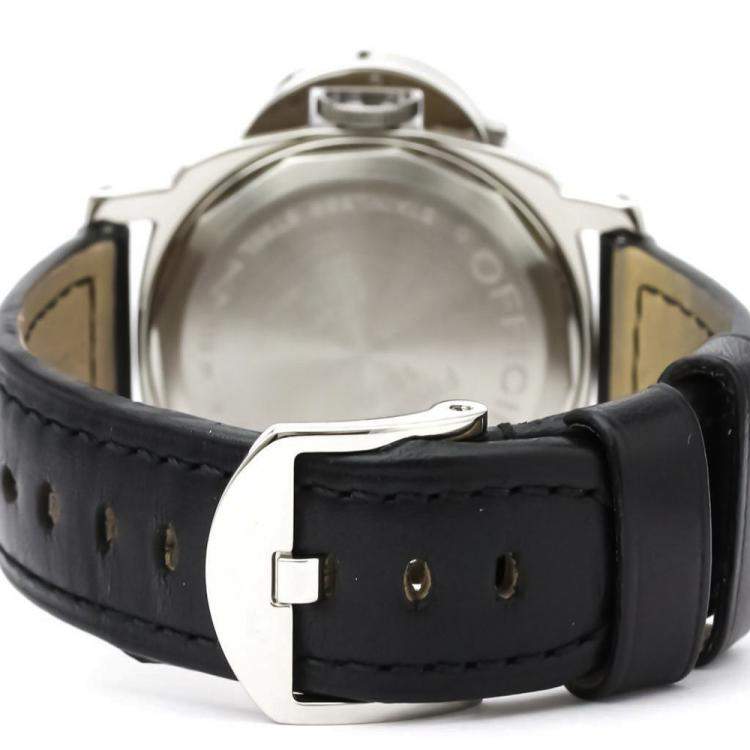 Pre Owned Panerai Black Stainless Steel Luminor Marina PAM00001 Men's Wristwatch 44 MM