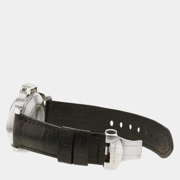 Pre Owned Panerai Black Stainless Steel Luminor Marina PAM00104 Men's Wristwatch 44 MM