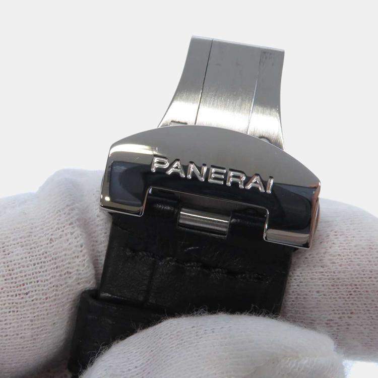 Pre Owned Panerai Black Stainless Steel Luminor Marina PAM00104 Men's Wristwatch 44 MM