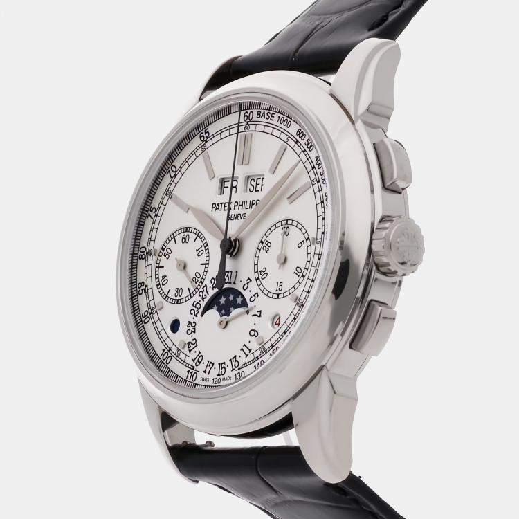 Pre Owned Patek Philippe Silver 18k White Gold Grand Complications 5270G-018 Manual Winding Men's Wristwatch 41 mm