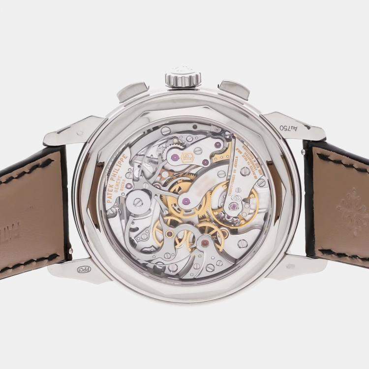 Pre Owned Patek Philippe Silver 18k White Gold Grand Complications 5270G-018 Manual Winding Men's Wristwatch 41 mm