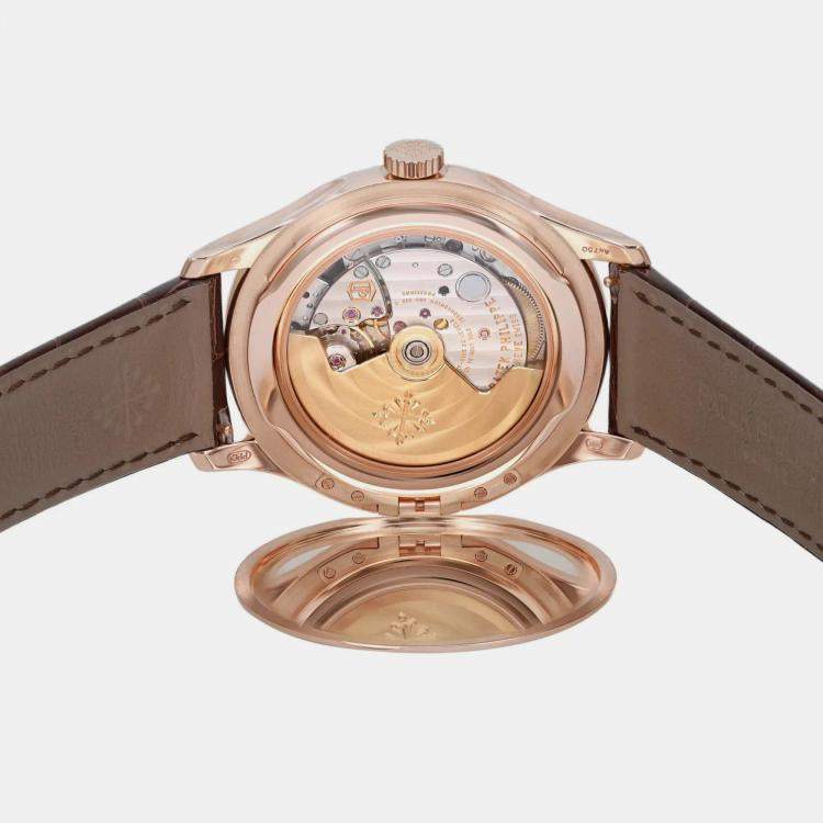 Pre Owned Patek Philippe Ivory 18K Rose Gold Calatrava 5227R-001 Automatic Men's Wristwatch 39 mm