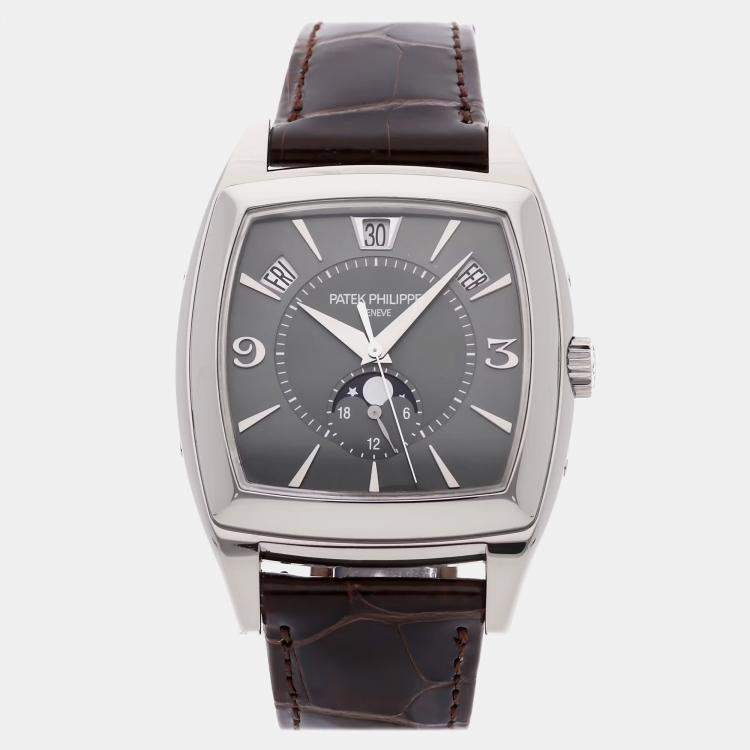 Pre Owned Patek Philippe Gondolo Calendario 5135G-010 Automatic White Gold Grey Dial Men's Wristwatch 38mm