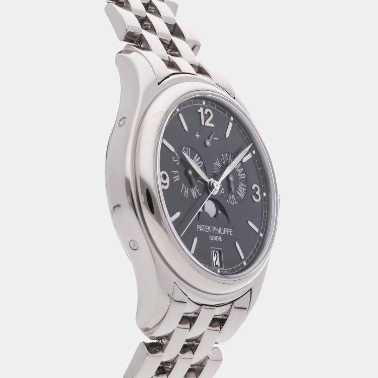 Pre Owned Patek Philippe Complications Annual Calendar Moonphases 5146/1G-010 Automatic White Gold Grey Dial Men's Wristwatch 39mm
