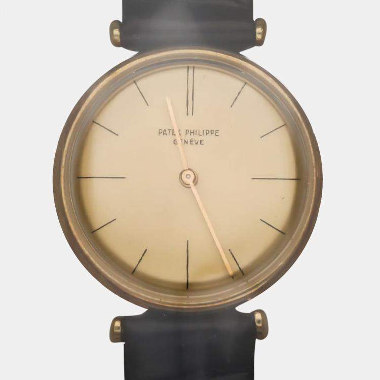 Pre Owned Pre-Owned Patek Philippe Calatrava 2592 Manual Winding 18k Rose Gold Men's Wristwatch 33 mm