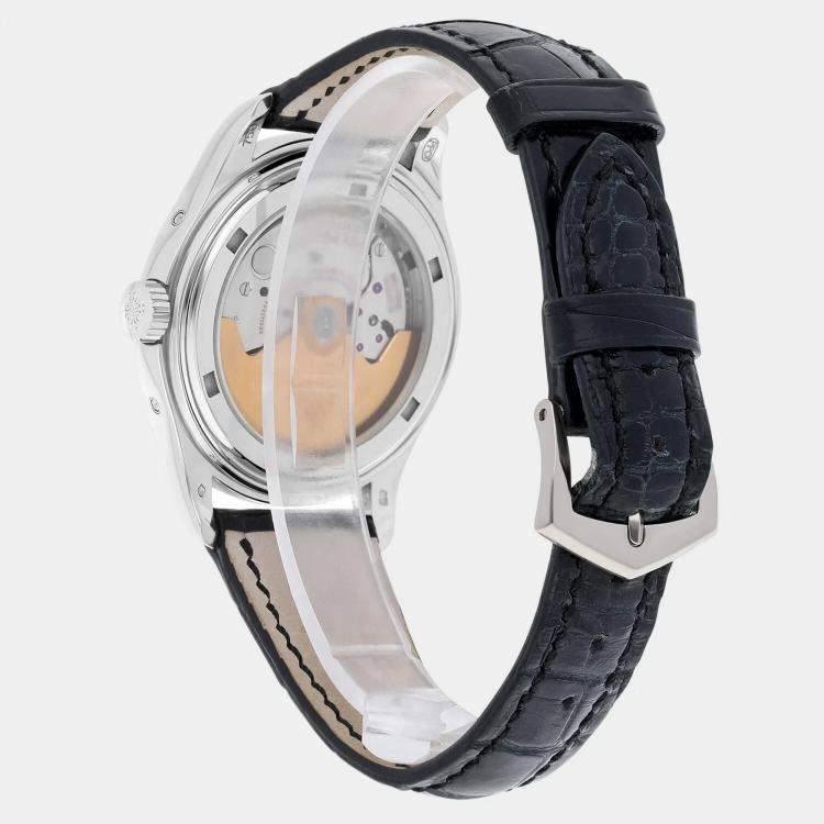 Pre Owned Patek Philippe Complications Annual Calendar 5035G Automatic Black 18k White Gold Men's Wristwatch 37 mm