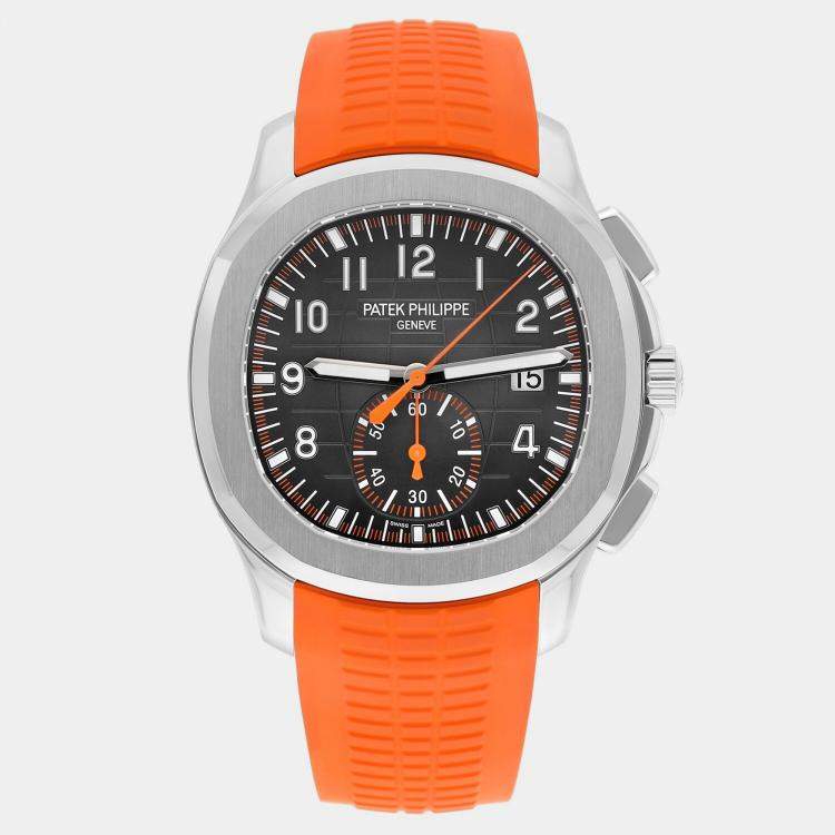 Pre Owned Patek Philippe Aquanaut 5968A Automatic Black Stainless Steel Men's Wristwatch 42 mm