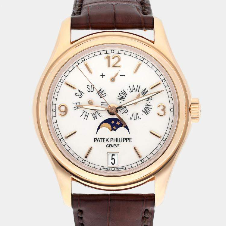 Pre Owned Patek Philippe Complications Annual Calendar 5146r-001Automatic White 18k Rose Gold Men's Wristwatch 39 mm