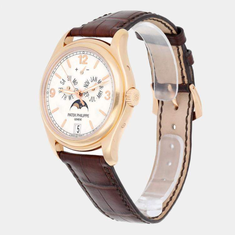 Pre Owned Patek Philippe Complications Annual Calendar 5146r-001Automatic White 18k Rose Gold Men's Wristwatch 39 mm
