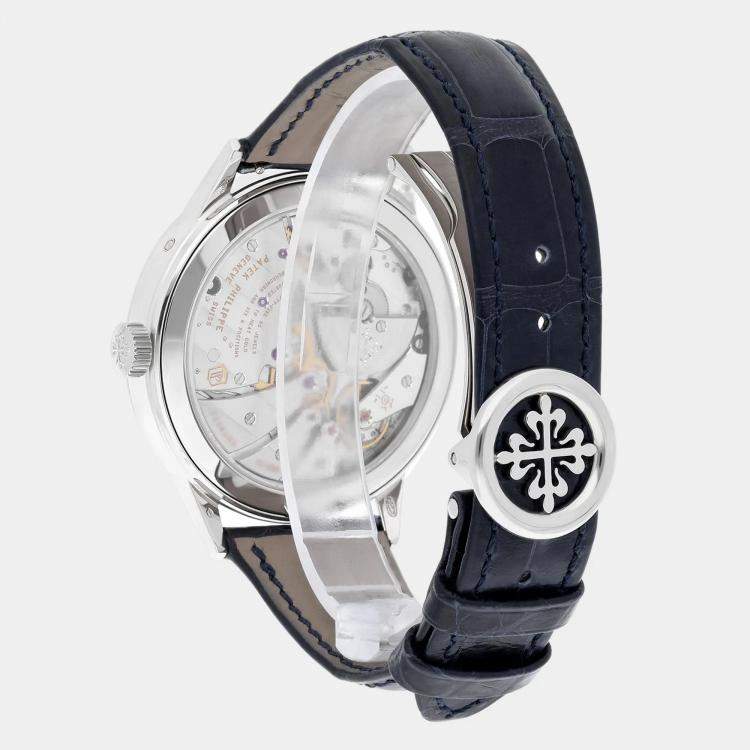 Pre Owned Patek Philippe Perpetual Calendar 5236P Automatic Blue Platinum Men's Wristwatch 41 mm