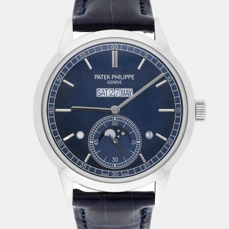 Pre Owned Patek Philippe Perpetual Calendar 5236P Automatic Blue Platinum Men's Wristwatch 41 mm