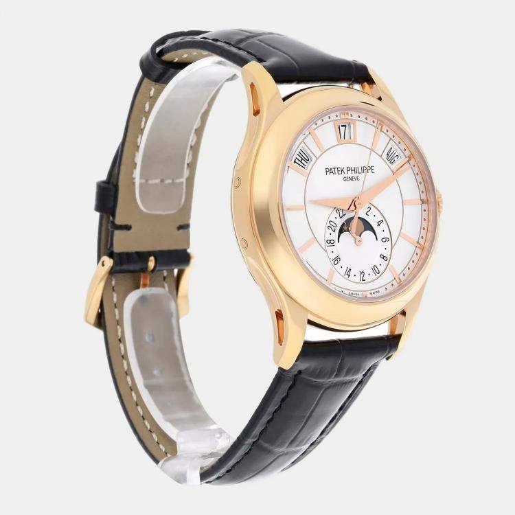 Pre Owned Patek Philippe Complications 5205R Automatic Silver 18k Rose Gold Men's Wristwatch 40 mm