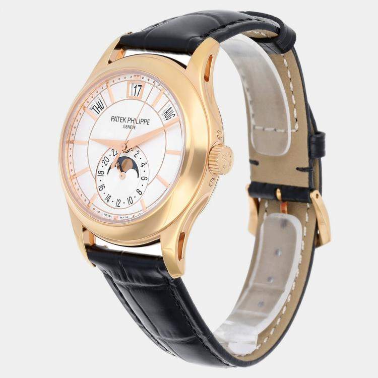 Pre Owned Patek Philippe Complications 5205R Automatic Silver 18k Rose Gold Men's Wristwatch 40 mm