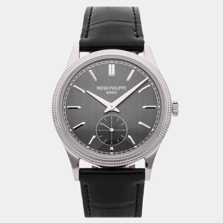 Pre Owned Patek Philippe Calatrava 6119G-001 Manual Winding Grey 18k White Gold Men’s Wristwatch 39mm